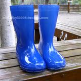 雨鞋雨靴男女童短中筒防滑水晶韩国儿童水鞋中大童蓝纯色外贸原单