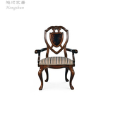 美式乡村实木高档布艺软包高靠背餐椅 单人椅 可定制 欧式时尚椅