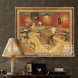 名画临摹梵高手绘油画*咖啡馆 欧式客厅壁炉玄关有框画酒店装饰画