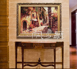 欧式有框画凤之舞客厅玄关壁炉北美装饰手绘油画巴黎街景MK18