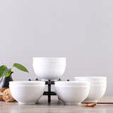 5英寸骨瓷碗直口碗8个装套装纯白米饭碗 骨瓷碗 中式餐具