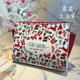 欧莱雅 专柜赠礼  红色圣诞印花手包大容量化妆包手拿包