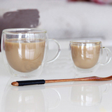 新款 创意双层隔热咖啡杯 家用耐热玻璃水杯 泡茶杯花 茶杯牛奶杯