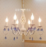 创意个性欧式铁艺地中海水晶吊灯美式客厅餐厅灯具儿童房卧室吊灯