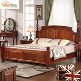 美式全实木床 金丝胡桃木1.5双人1.8米双人床 卧室婚床家具