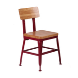 特价北欧红色简约现代家用商业个性创意复古实木金属休闲餐椅子