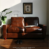 欧式美式现代简约复古仿古小户型客厅二人三人皮艺沙发组合厚皮