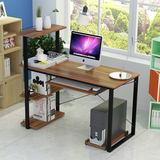 1米家用办公简单台式电脑桌带书架书桌铁架木板组装工作写字台