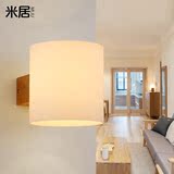简约现代中式床头灯创意日式实木LED客厅卧室灯过道阳台墙壁灯
