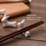Sherlock筷子架托  陶瓷兔子餐具纯白色创意骨瓷筷托酒店摆台筷架