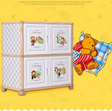 简易组装卡通儿童衣柜 塑料整理收纳柜多功能储物柜 带推轮木纹管