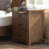 美式乡村全实木家具简易蜂蜜色三抽柜储物柜美式卧室边柜带抽板