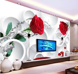 玫瑰花朵3D电视背景墙大型壁画 无缝环保墙布沙发床头背景墙壁纸
