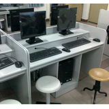 广州台式双人电脑桌学校多媒体教室培训桌网吧机房电脑桌学生课桌