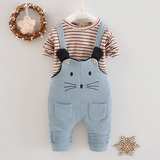 男童装1-3岁婴儿春秋装套装韩版两件套宝宝背带裤纯棉运动衣服潮