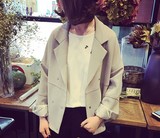 2016春季新款韩版女装气质百搭宽松显瘦双排扣短款外套