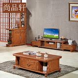 实木橡木欧式电视柜 实木客厅高柜卧室地柜简约法式电视机柜组合