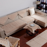 棉麻真皮沙发垫坐垫四季通用简约现代中式实木亚麻沙发巾加厚防滑