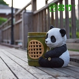 顺丰包邮 新品 竹子熊猫造型太阳能蓝牙音箱 别墅花园无线音箱