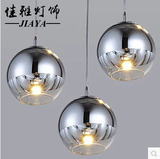 简约现代餐厅灯创意咖啡厅酒吧台吊灯 玻璃圆球形电镀球单头吊灯