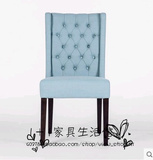 美式乡村实木软包餐椅创意简约拉扣书椅法式个性时尚休闲餐椅定制