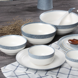雪花釉餐具日式家用碗碟套装创意陶瓷碗盘子碟盆杯子釉下彩餐具