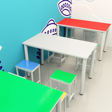 2016厂家学校教学中小学生彩色梯形书桌培训美术组合辅导课桌椅
