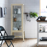 IKEA宜家代购 法布利克玻璃门柜 米黄展示陈列饰品模型四方带锁柜