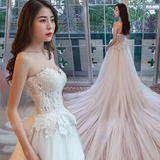 婚纱礼服2016新款抹胸韩式新娘公主长拖尾宫廷复古奢华显瘦蕾丝夏