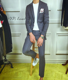 GXG风格西装西服两件套韩版商务绅士英伦休闲日常修身单排扣男装