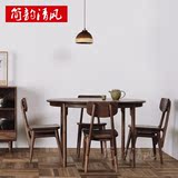 老榆木餐桌 免漆中式家具餐桌椅子组合 实木简约餐桌大圆桌包厢桌