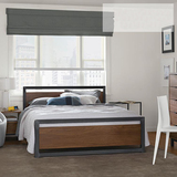 简约现代铁艺床实木双人床1.5米1.8米铁床架子铁架床单人床