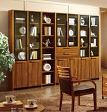 实木家具简约现代中式书柜书架自由组合简易带门板木书橱储物柜家