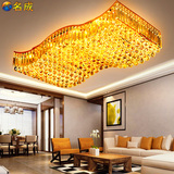 金色水晶灯长方形客厅灯LED吸顶灯餐厅灯饰奢华创意吊灯酒店灯具