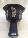 古玩古董收藏品老瓷器高足杯子摆件八仙纹饰十品老物件农村旧货