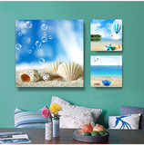 幸运星海星贝壳沙滩海景装饰画挂画客厅风景无框画地中海式墙壁画