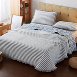 简约宜家棉绗缝被可水洗简约床盖夏凉被空调被床单花边毛毯三件套