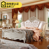 欧式双人床1.8米 白色实木床雕花 高箱储物法式婚床 住宅家具大床