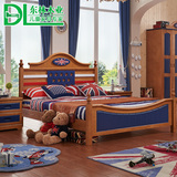 儿童床男孩美式床全实木橡木床1.2米1.5单人床青少年床儿童房家具