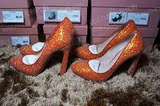 【新年特惠】COCO意大利 MIUMIU 超闪亮片橙色高跟女鞋 国内现货