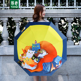 韩国防晒防紫外线遮阳伞 创意油画折叠太阳伞超轻加固两用晴雨伞