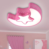 创意温馨星星月亮儿童房LED吸顶灯简约卡通水晶遥控男女孩卧室灯