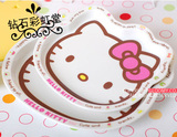 韩国进口hello kitty凯蒂猫 白色猫头零食盘果盘托盘餐盘水果盘