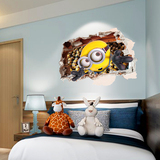3d超强穿墙立体小黄人/大萌眼 创意卧室床头客厅沙发儿童房墙贴纸