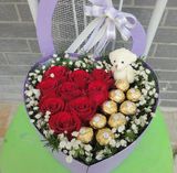费列罗巧克力礼盒装红玫瑰520情人节定花鲜花速递南宁鲜花店送花