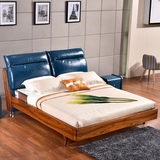 新款北欧实木床卧室真皮床1.8米双人床皮艺床软体床榻榻米婚床