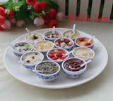 仿真食品食物 迷你青瓦瓷碗装糖水红豆绿豆西米模型道具 幼教玩具
