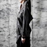 密函MIA HAN原创设计春季新品女铜氨丝香云纱中式文艺黑色衬衫