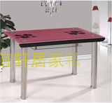 成都宜轩居家具.简约现代钢化玻璃餐桌C-08粉色.玻璃饭桌厂家直销