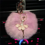 韩国创意可爱獭兔毛女孩 汽车钥匙扣女款包包挂件饰情侣钥匙链圈